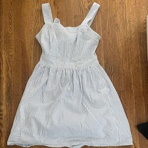 J. Crew Blue and White Striped Casual Dress